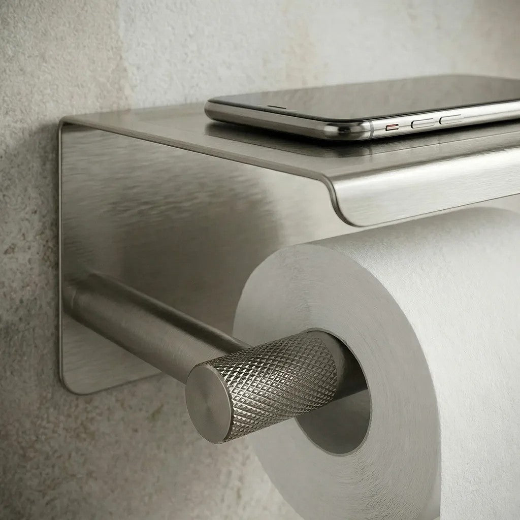 Toilettenpapierhalter mit Ablage 6613 Modern Nickel Brush  5