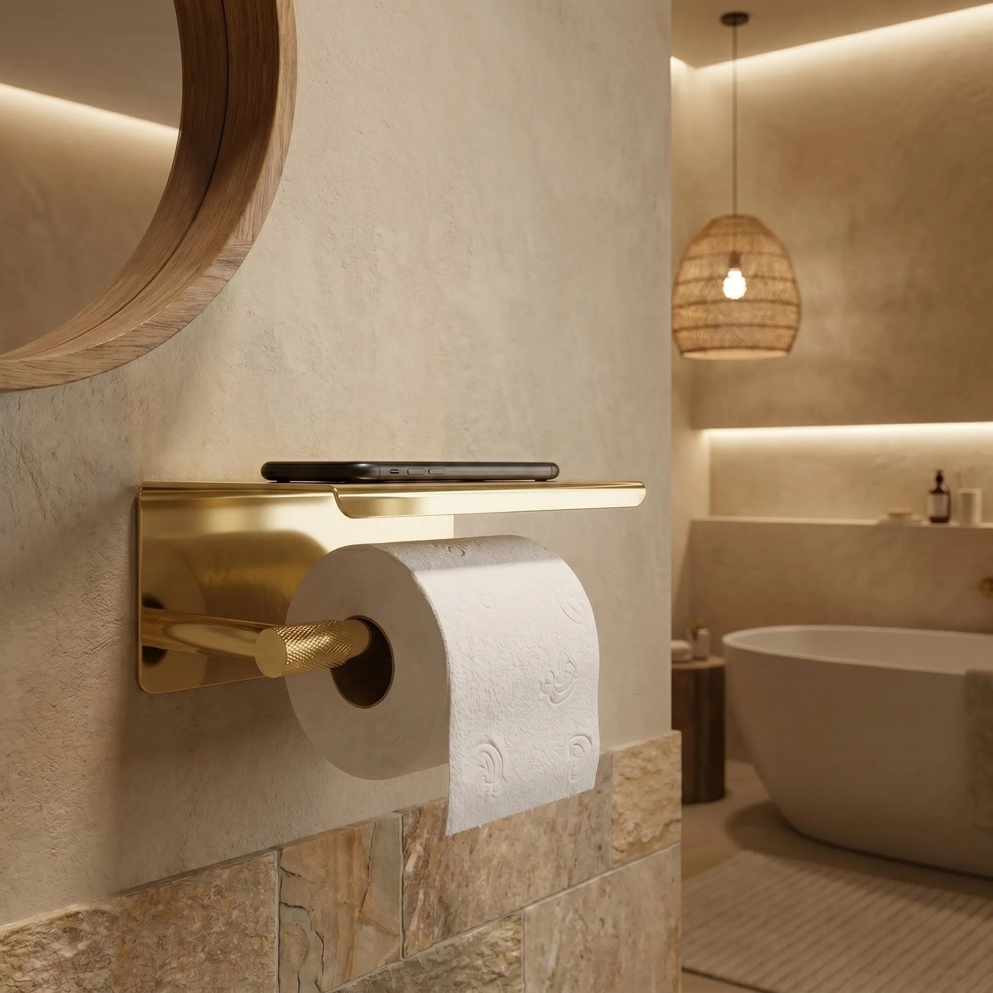 Toilettenpapierhalter mit Ablage 6613 Modern  Gold  5