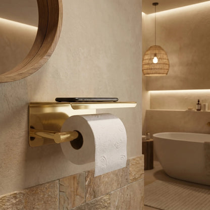 Toilettenpapierhalter mit Ablage 6613 Modern  Gold  5