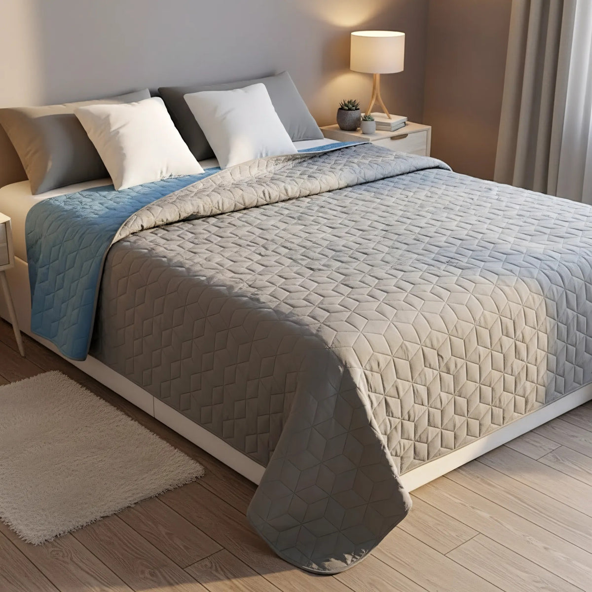 Tagesdecke Diamante L.Grey / Blue 220x240 5