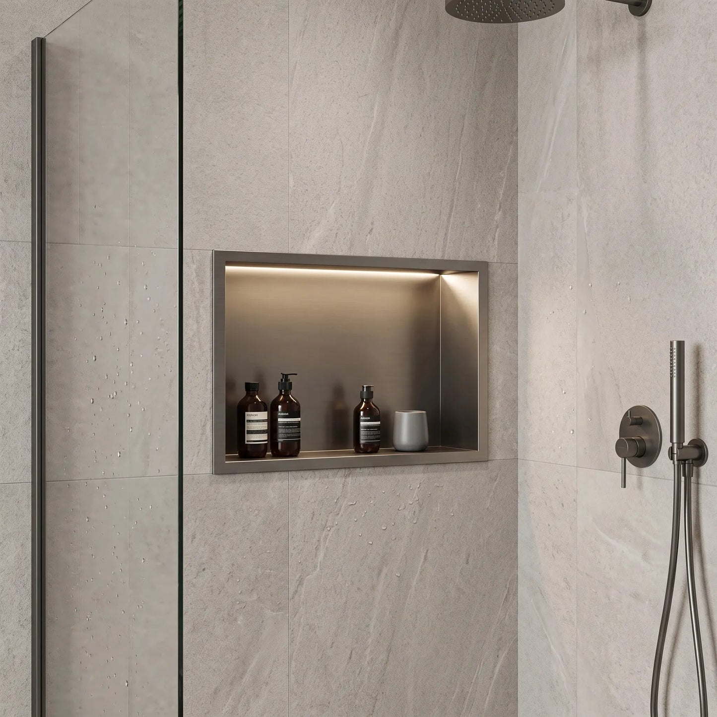 WANDEINBAU-BADEZIMMERREGAL LED 30x45 Titan 5