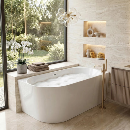 Eckbadewanne Aus Acryl REA Bellanto Slim 150 Right Schwarze Stöpselabdeckung 5