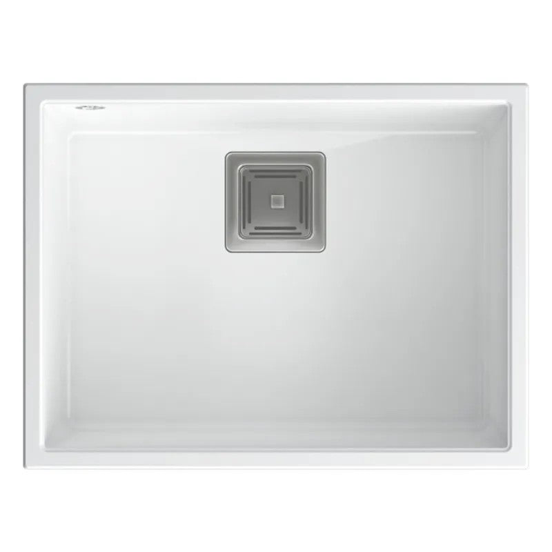 Granitspülbecken DAVID 50 White Stöpsel Gebürsteter Nickel 5