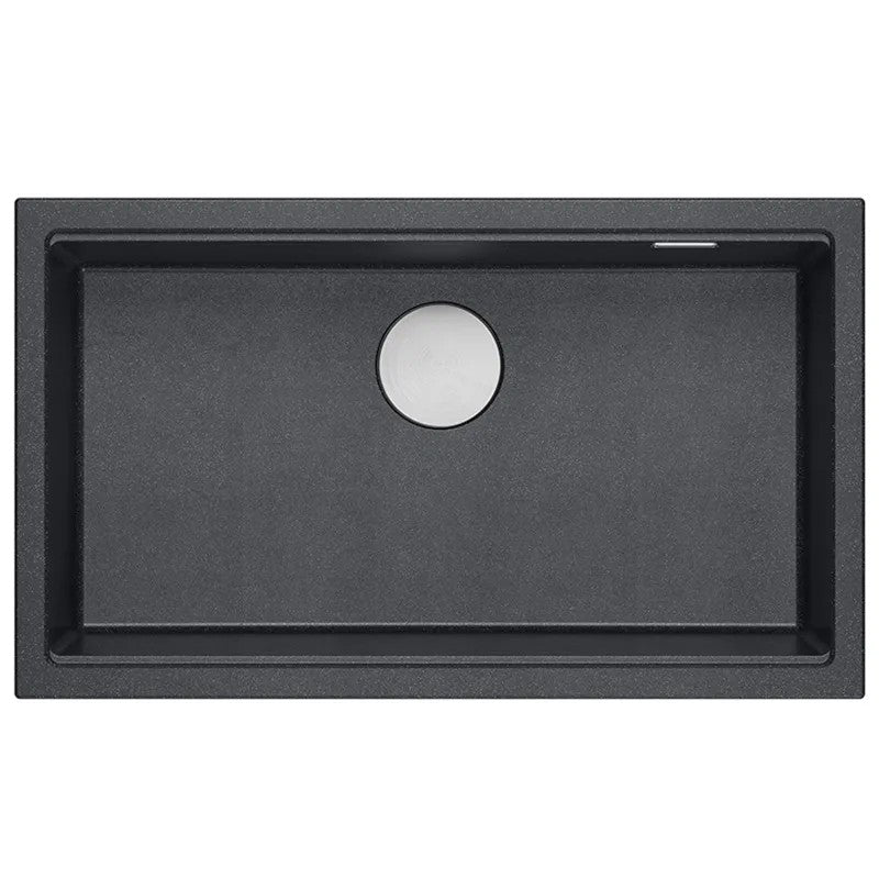 Granitspülbecken Logan 110 Black Metallic Stöpsel Gold 5