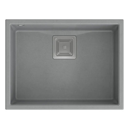 Granitspülbecken DAVID 50 Grey Metallic Stöpsel Gebürsteter Kupfer 5