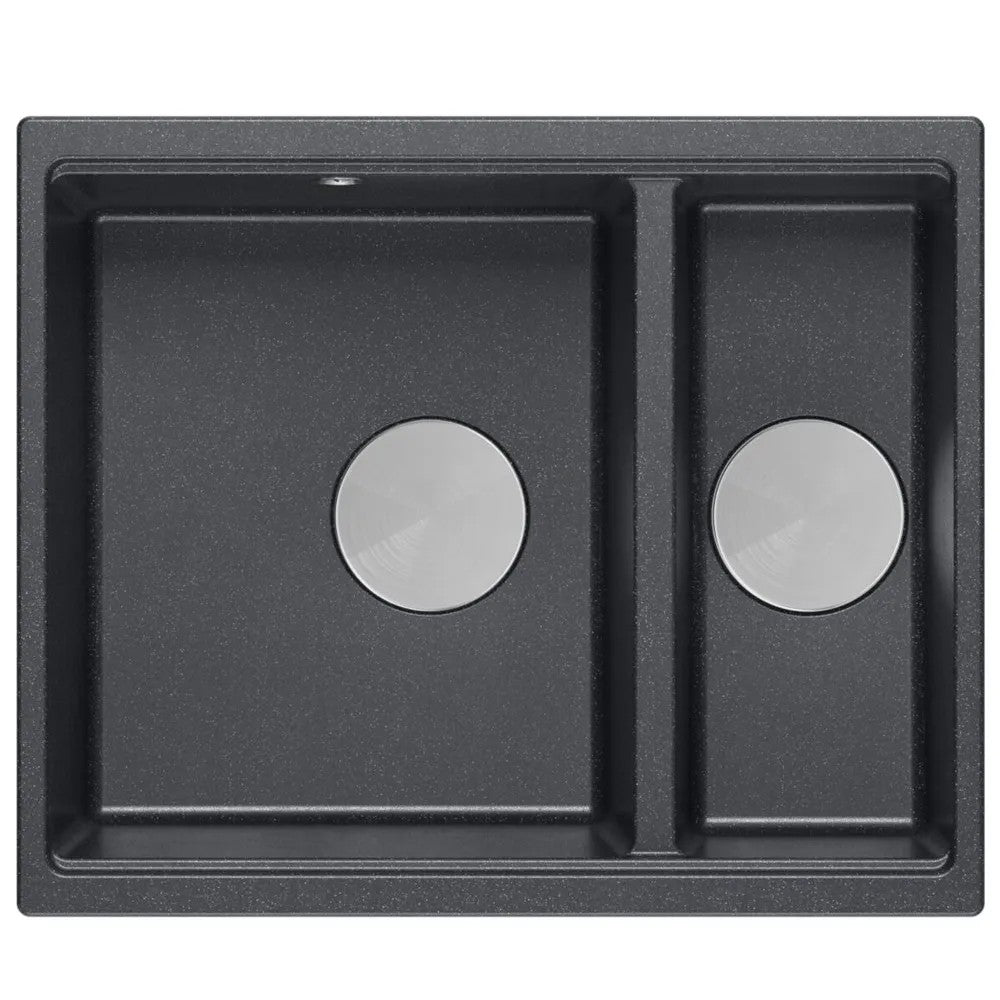 Granitspülbecken Logan 150 Black Metallic Stöpsel Gold 5