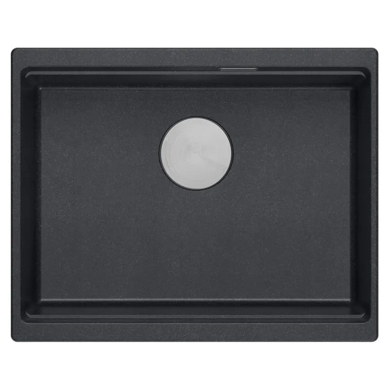 Granitspülbecken Logan 100 Black Metallic Stöpsel Gold 5