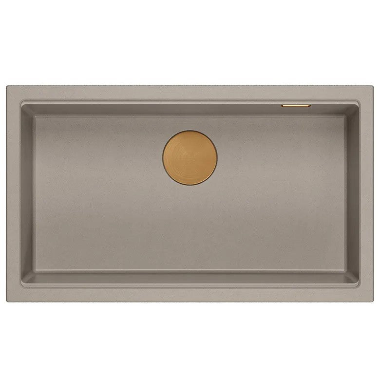 Granitspülbecken Logan 110 Beige Stöpsel Gold 5