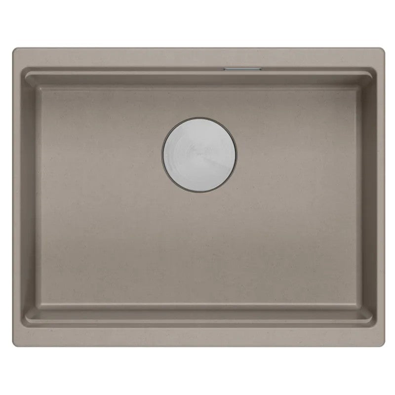 Granitspülbecken Logan 100 Beige Stöpsel Gebürsteter Nickel 5