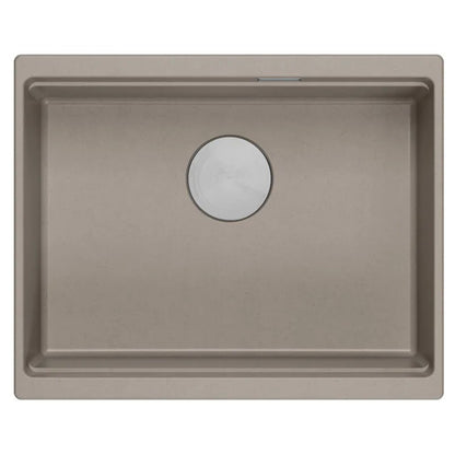 Granitspülbecken Logan 100 Beige Stöpsel Gebürsteter Nickel 5