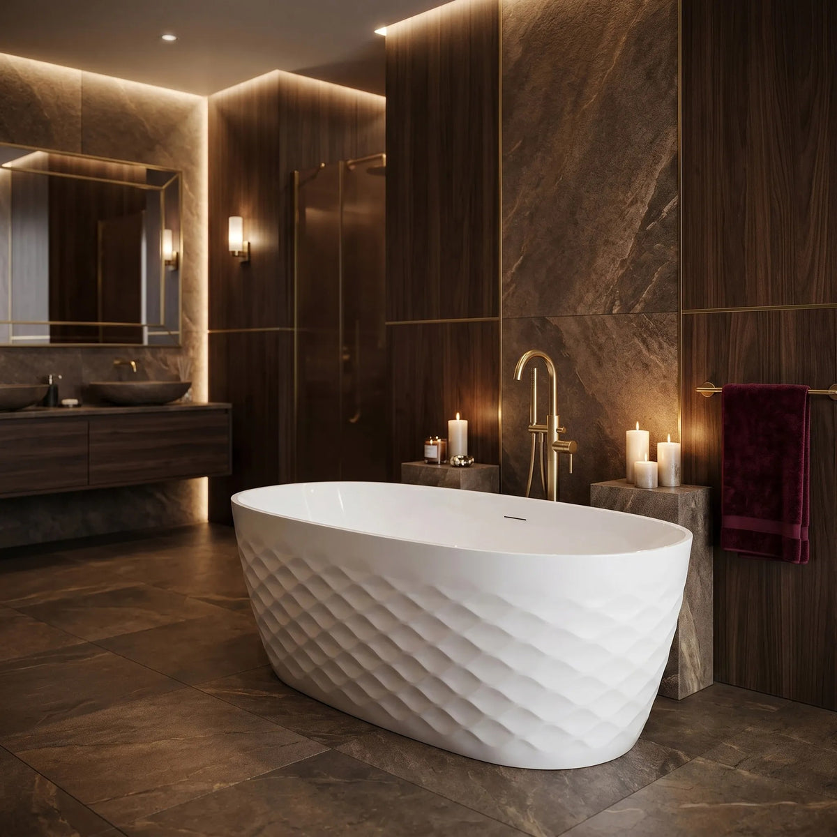 Freistehende Acrylbadewanne GAJA 170 Schwarze Stöpselabdeckung 5
