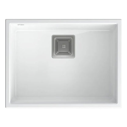 Granitspülbecken DAVID 50 White Stöpsel Gebürsteter Kupfer 5