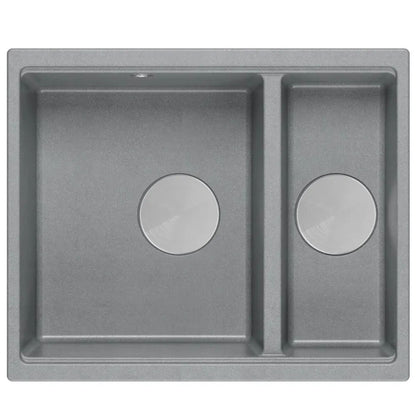 Granitspülbecken Logan 150 Grey Metallic Stöpsel Gebürsteter Nickel 5