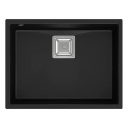 Granitspülbecken DAVID 50 Black Stöpsel Gebürsteter Nickel 5