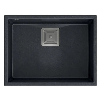 Granitspülbecken DAVID 50 Black Metallic Stöpsel Gebürsteter Kupfer 5