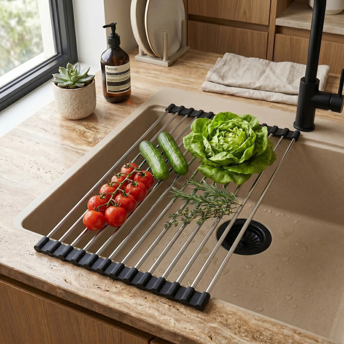 Rollbarer Abtropfständer Für Spüle REA P12298 Black 5