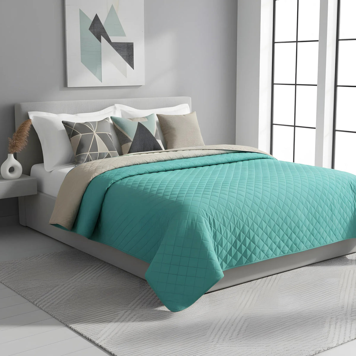 Tagesdecke Inez Beige-mint 220x240 5