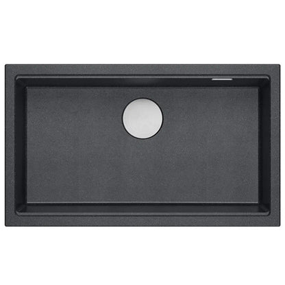 Granitspülbecken Logan 110 Black Metallic Stöpsel Gebürsteter Nickel 5