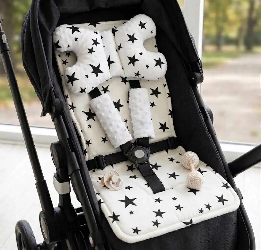 Kinderwagen Sitzeinlage 4in1 White-Black Star 5
