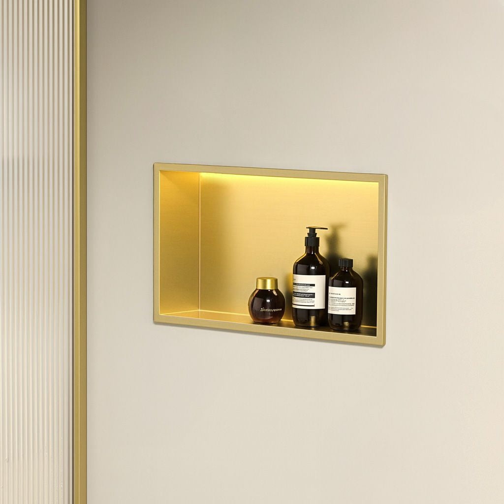 Wandeinbau-badezimmerregal Led 30x45 Brush Gold  8