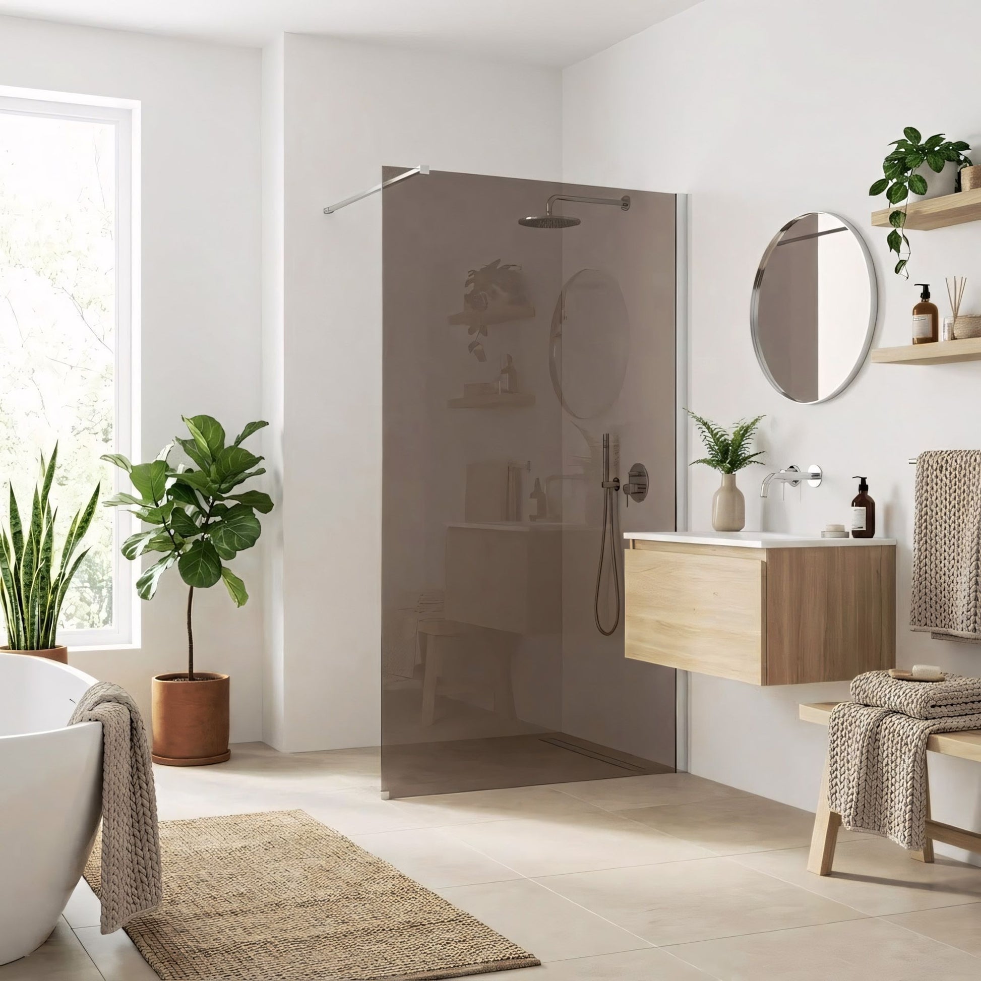 Duschwand Rea Flexi Brown / Chrome 140  4