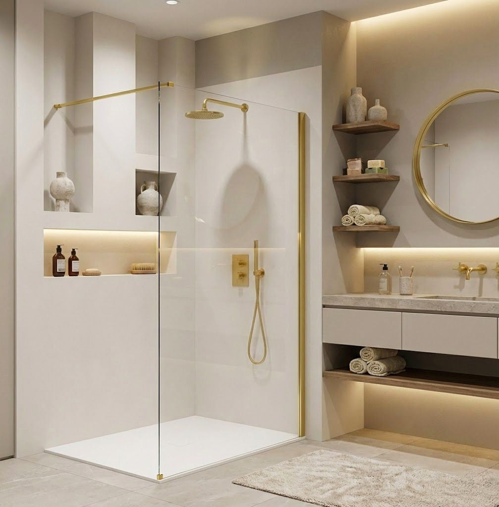 Duschwand Rea Flexi Transparent / Gold 140  6