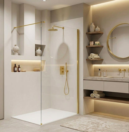 Duschwand Rea Flexi Transparent / Gold 140  6