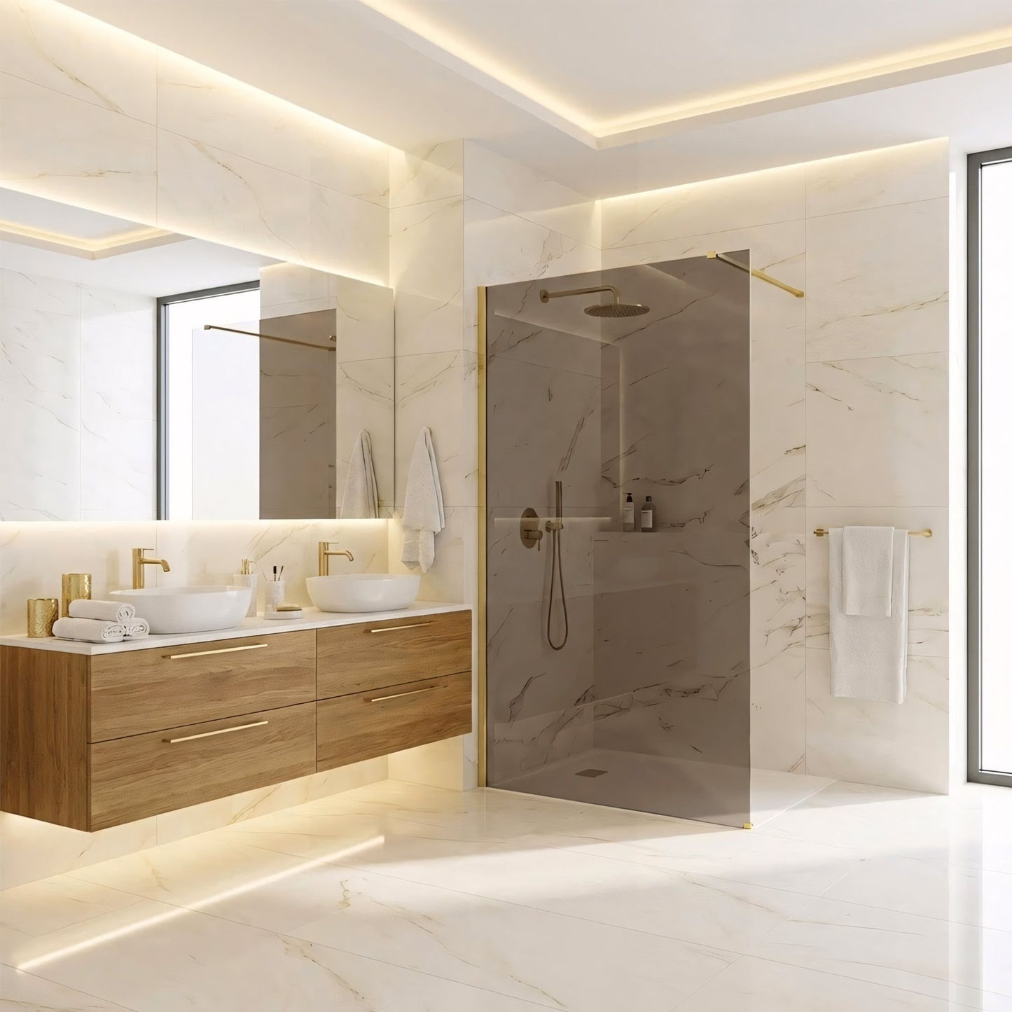 Duschwand Rea Flexi Brown / Brush Gold 120  3