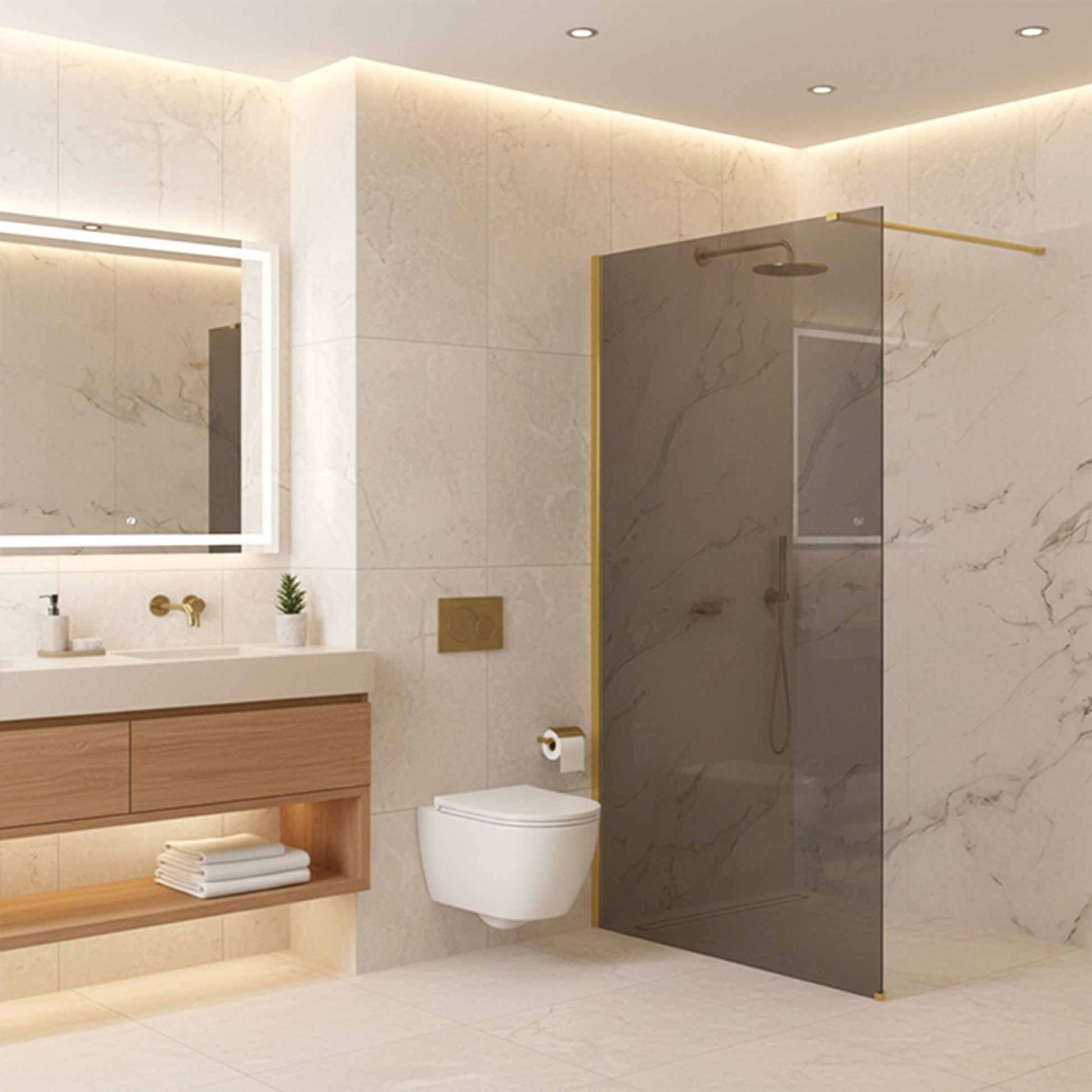 Duschwand Rea Flexi Grey / Gold 120  3