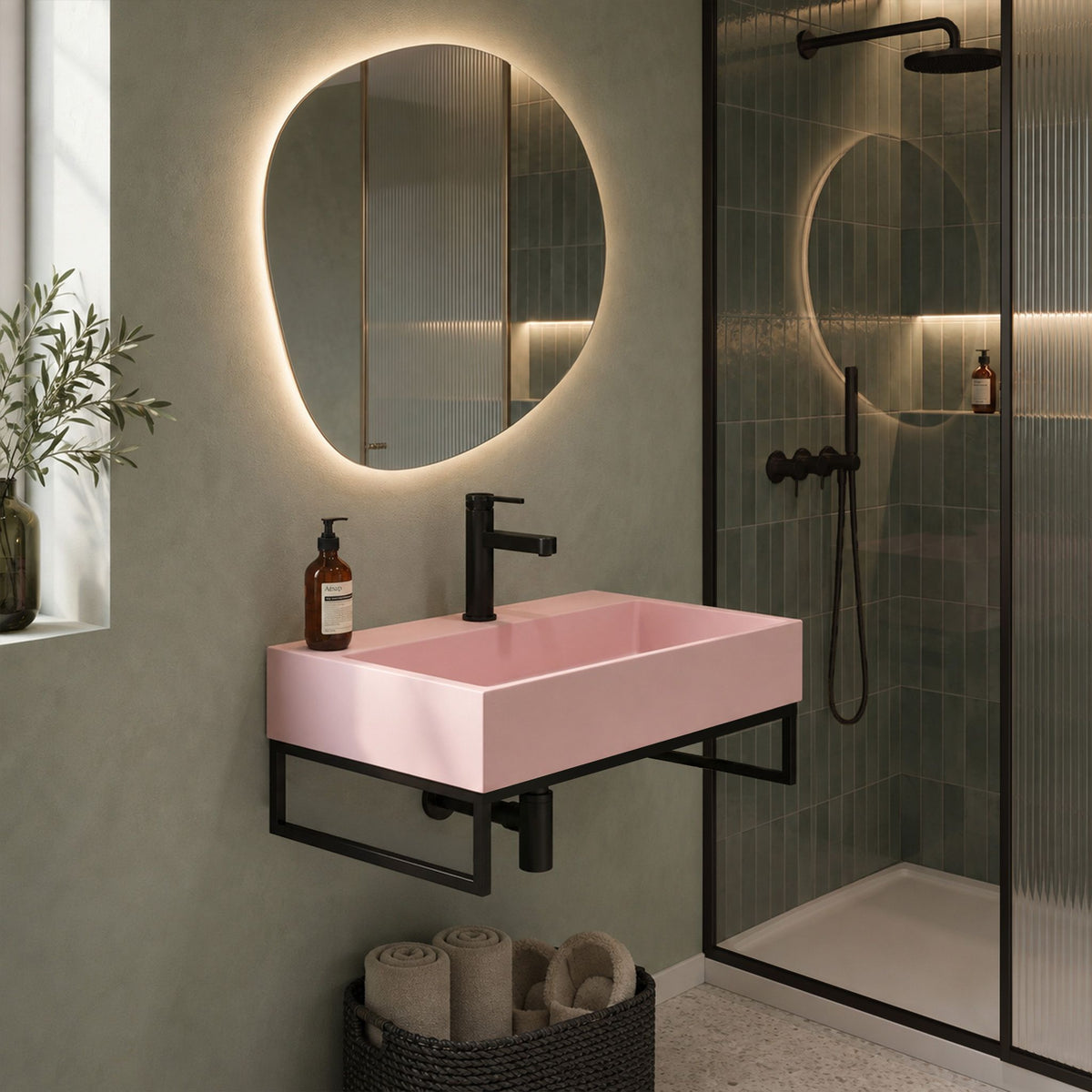 Waschbecken Konglomerat GOYA PINK 60CM + Waschtischplatte 1