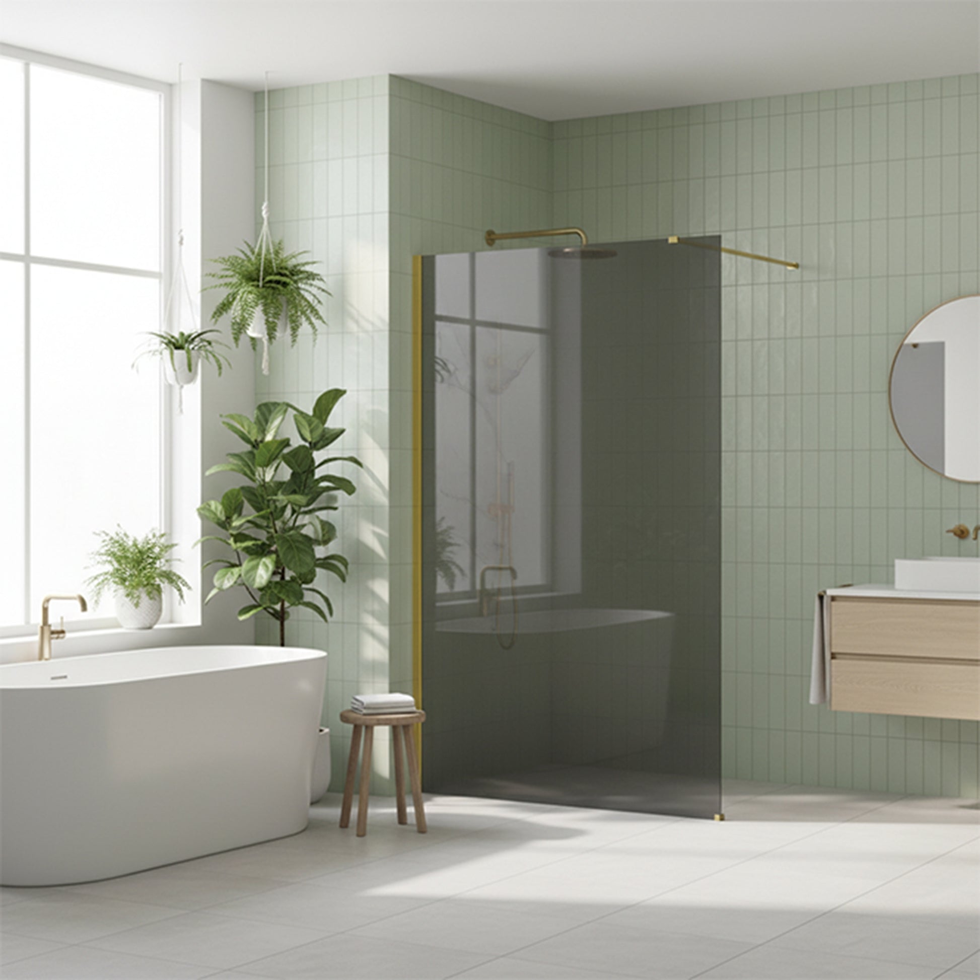 Duschwand Rea Flexi Grey / Gold 100  1