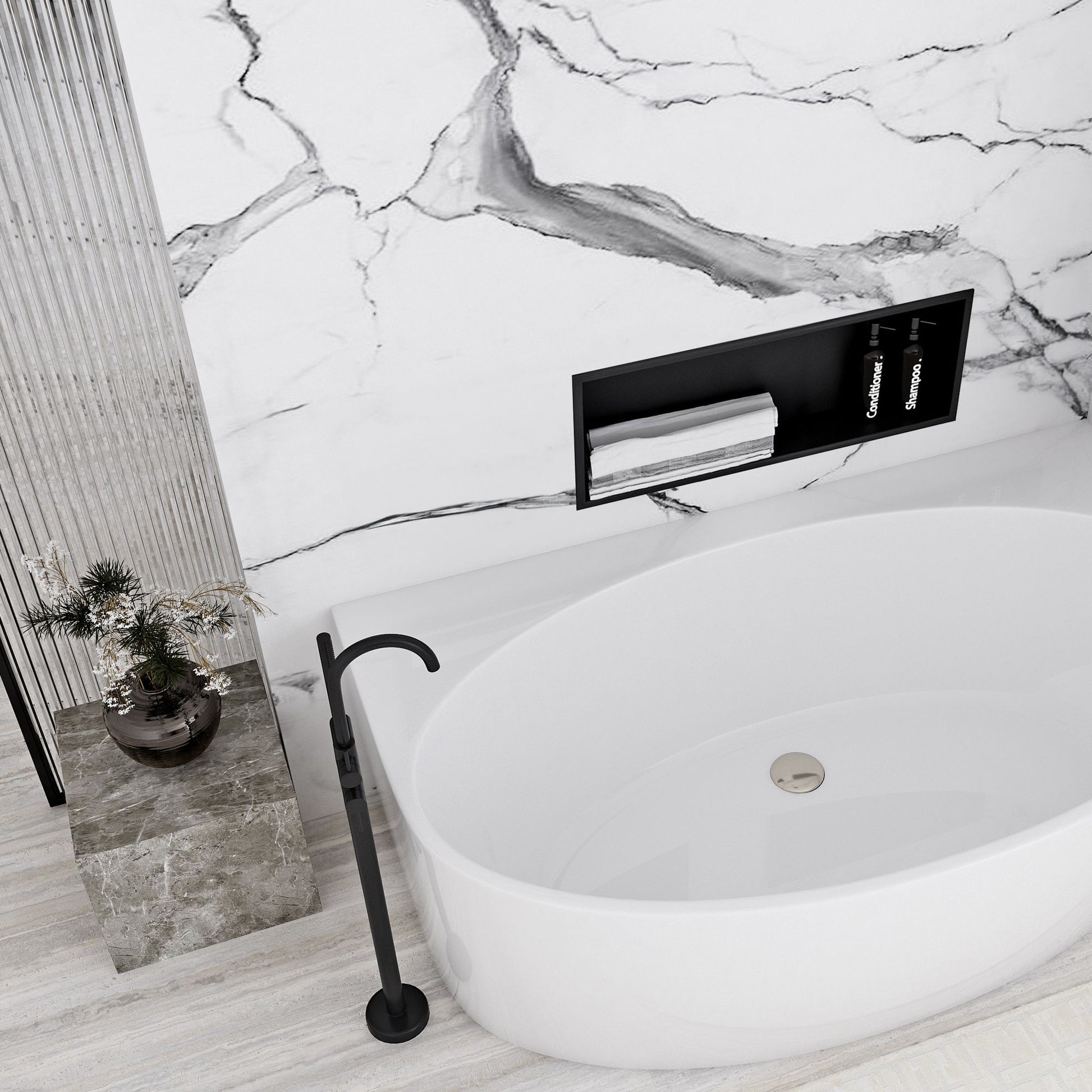 bathroom shelf 30x60 black matt  6