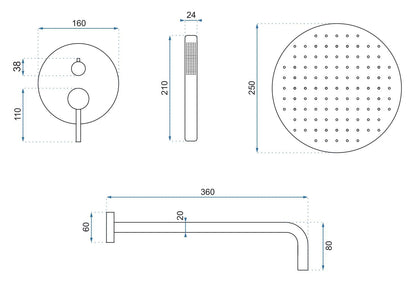 Unterputz Duschset Rea Lungo Copper + BOX  8