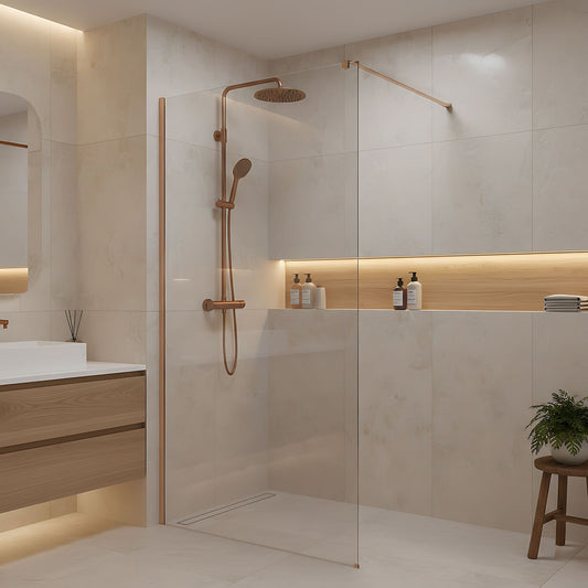 Duschwand Rea Flexi Transparent / Brush Copper 70  1