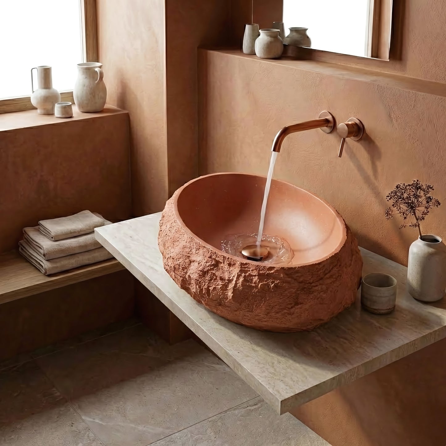 Aufsatzwaschbecken Rea Mika Terracotta  1