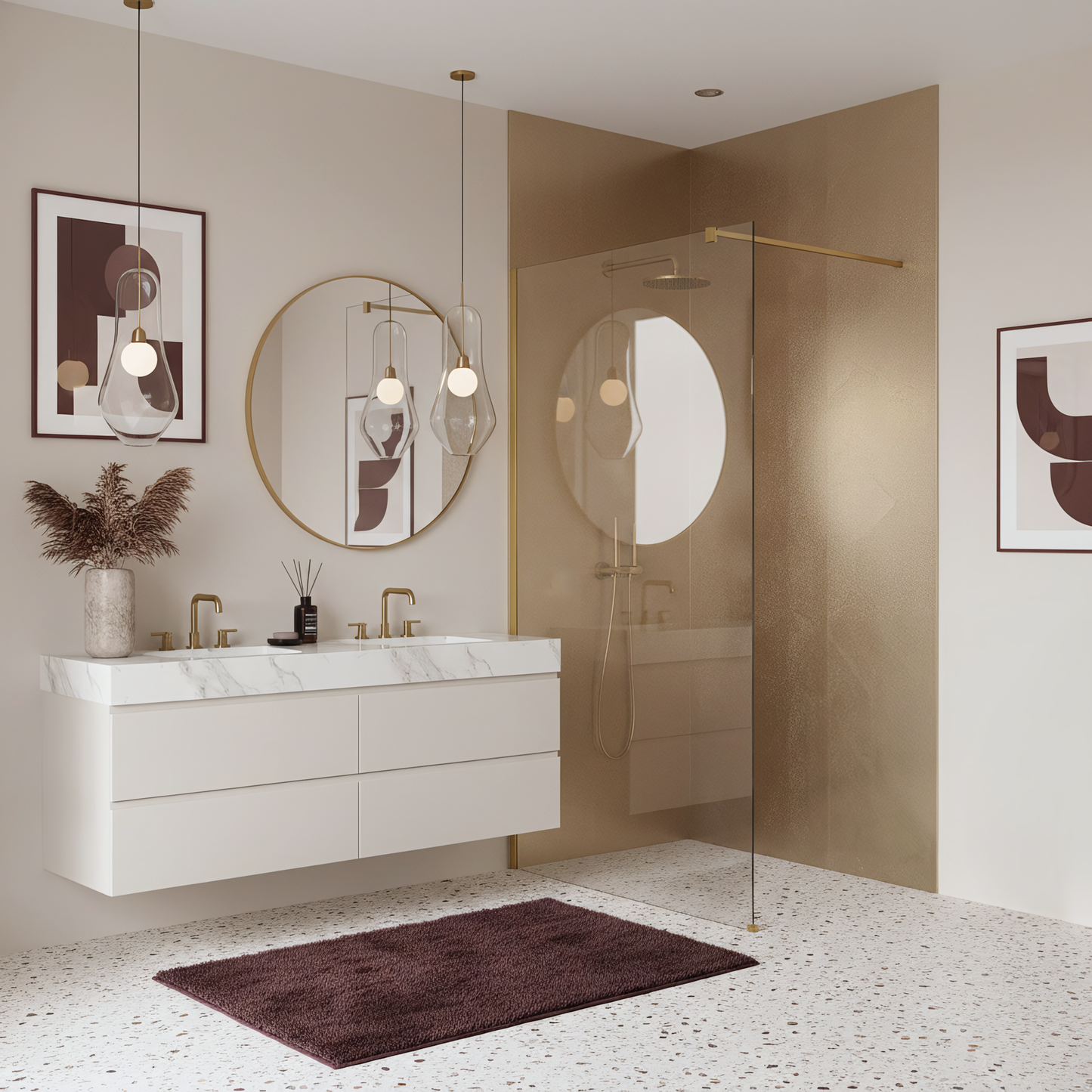 Duschwand Rea Flexi Transparent / Brush Gold 80  3