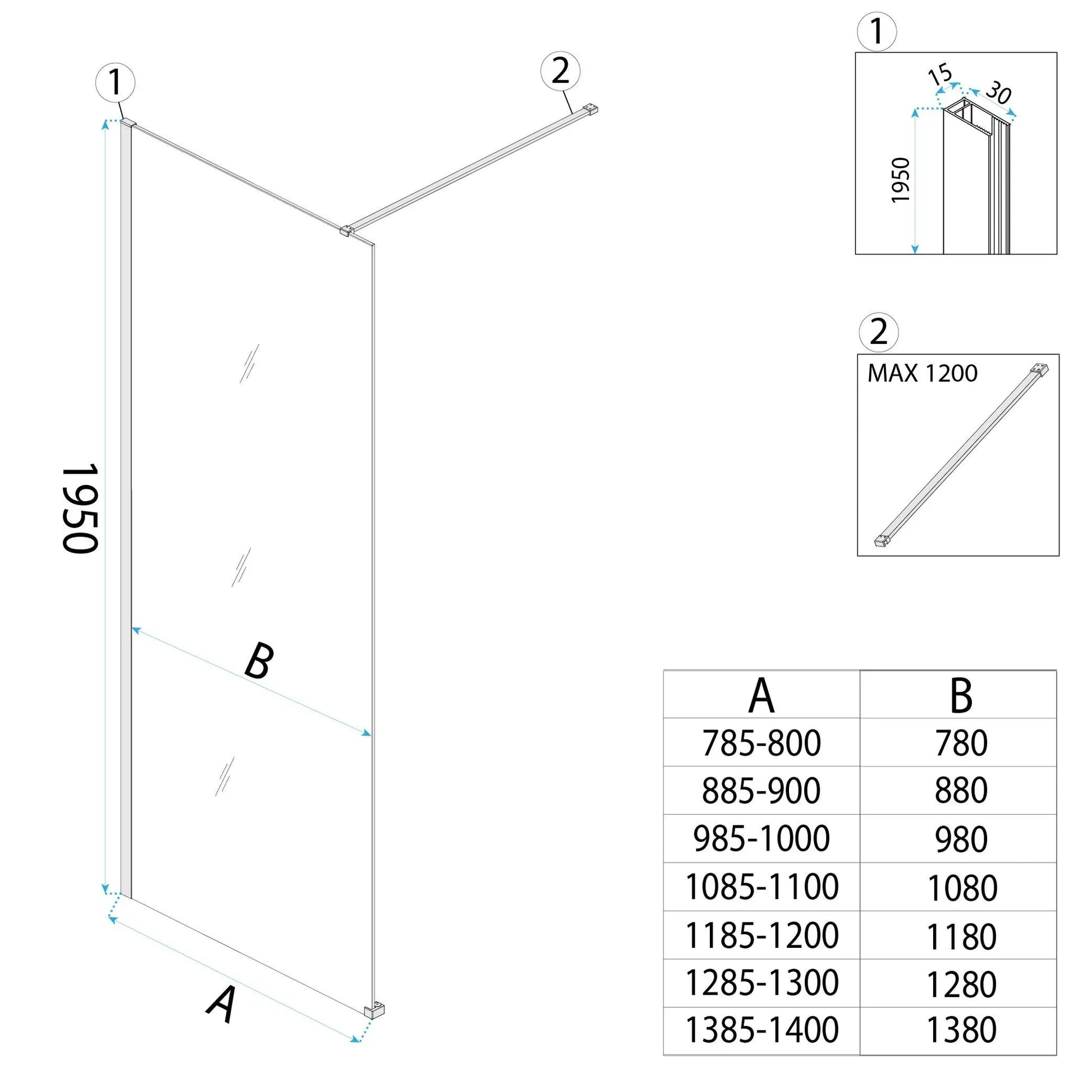 Duschwand Rea Flexi Brown / Gold 80  9