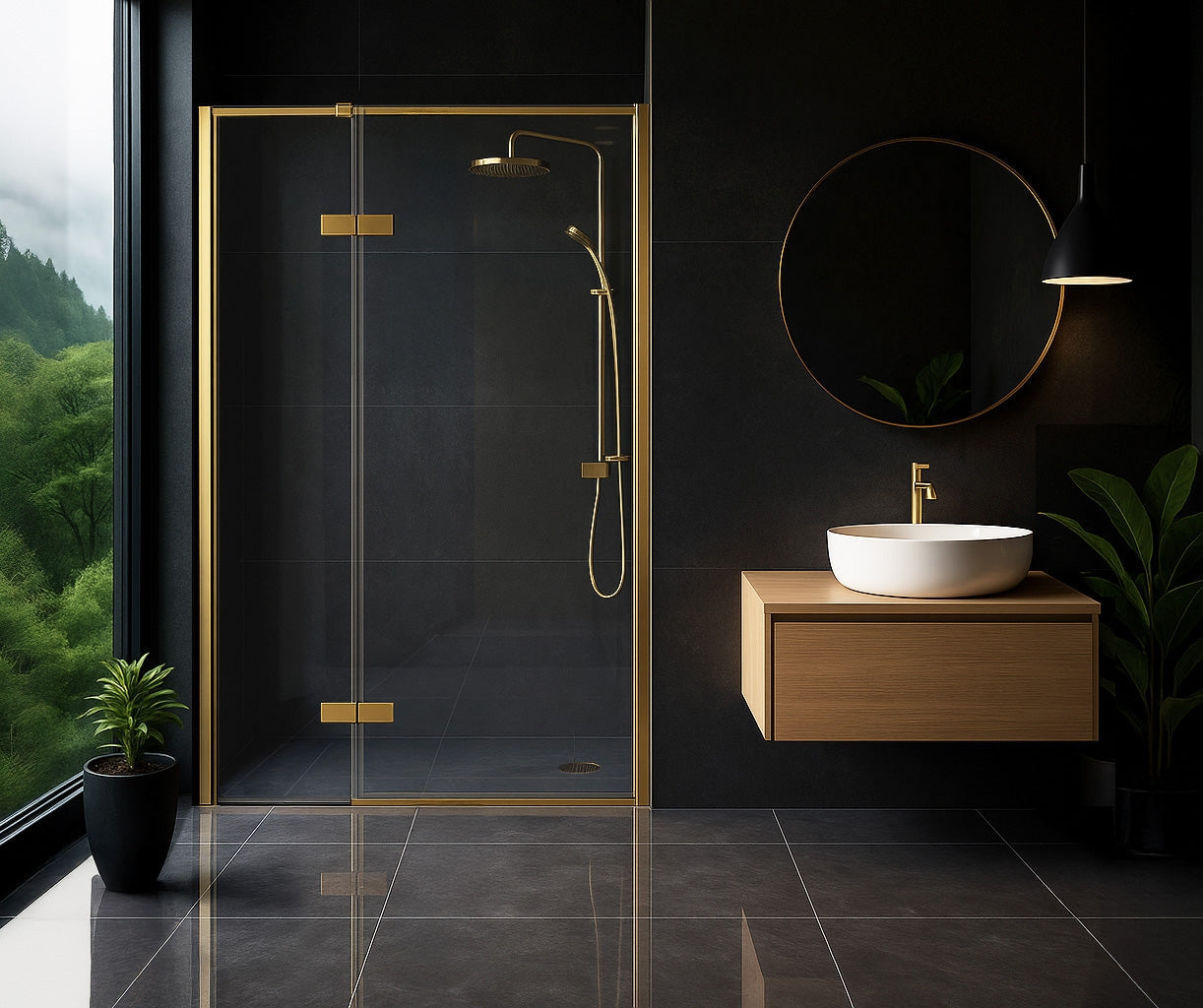 Duschtür Rea Atlas 100 Brush Gold rechte 2