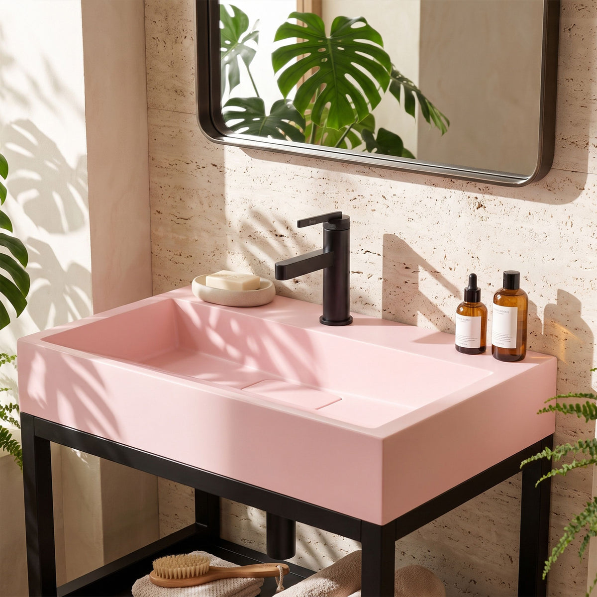 Waschbecken Konglomerat GOYA PINK 50CM + Waschtischplatte 5