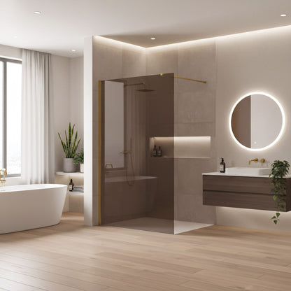 Duschwand Rea Flexi Brown / Gold 90  5