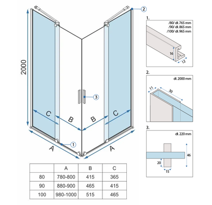Duschkabine Rea Montana Double Gold Brush 80x80  7