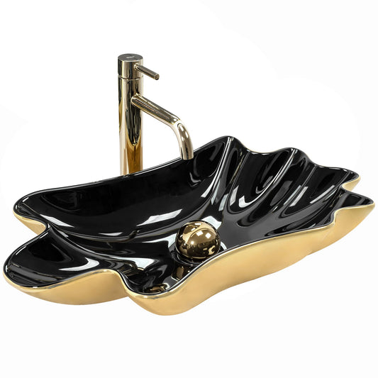 Aufsatzwaschbecken REA Sea Black Gold + Stöpsel Click-Clack  1