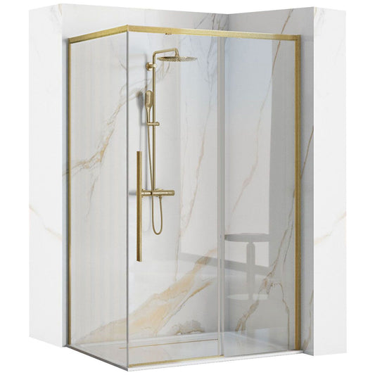 Duschkabine SOLAR GOLD Brush 100x80 mit Duschwanne Savoy 1