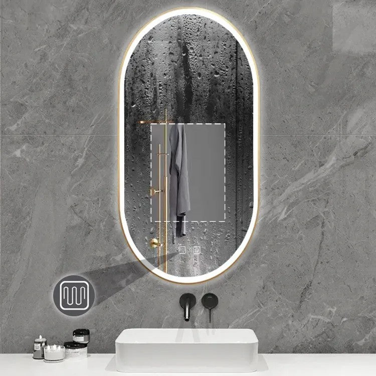Spiegel LED OVL 50x100cm Brush Gold  6