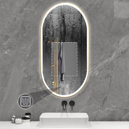 Spiegel LED OVL 50x100cm Brush Gold  6