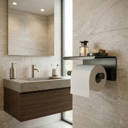 Toilettenpapierhalter mit Ablage 6613 Modern Titan  6