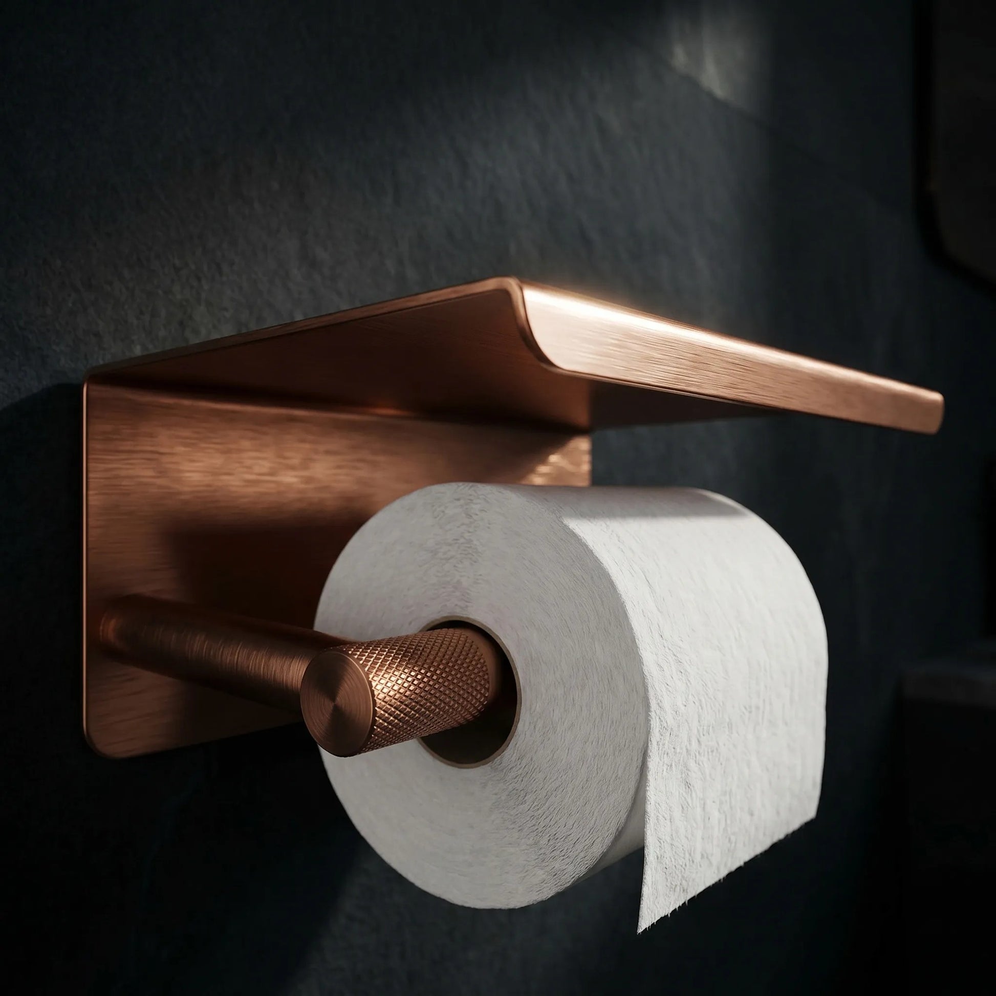 Toilettenpapierhalter mit Ablage 6613 Modern Copper Brush  6