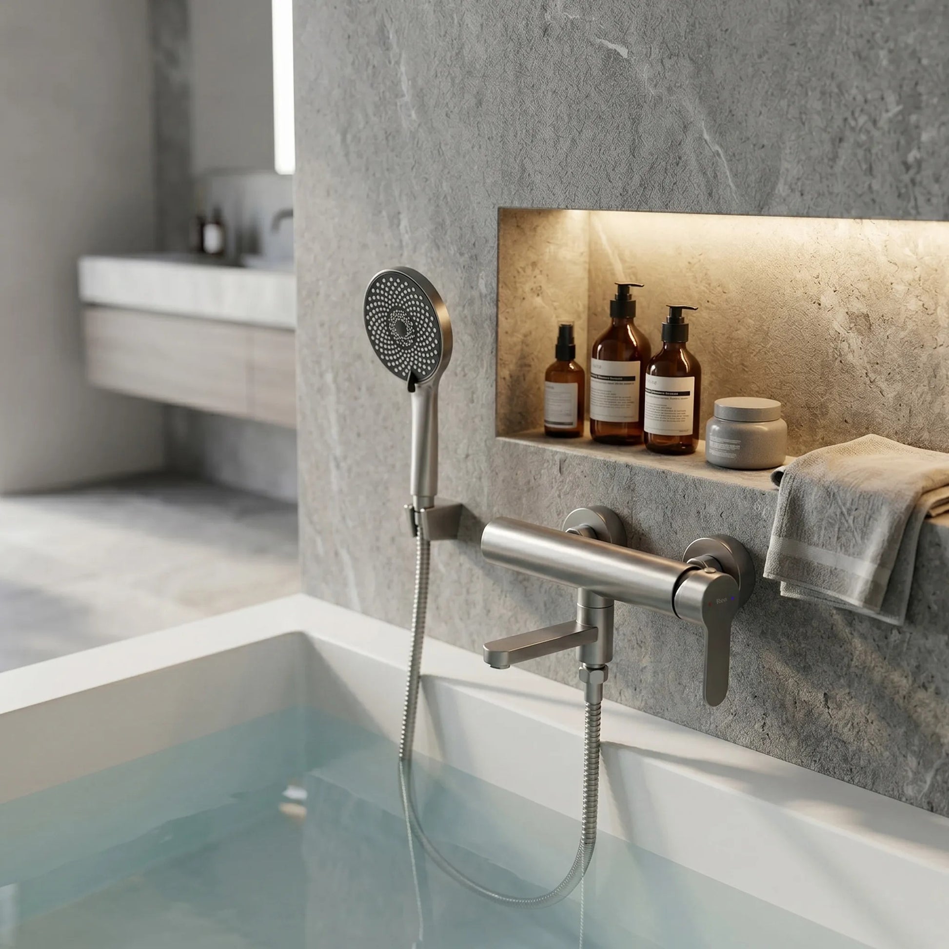 Wannenarmatur Rea Arcos Brushed Nickel  6