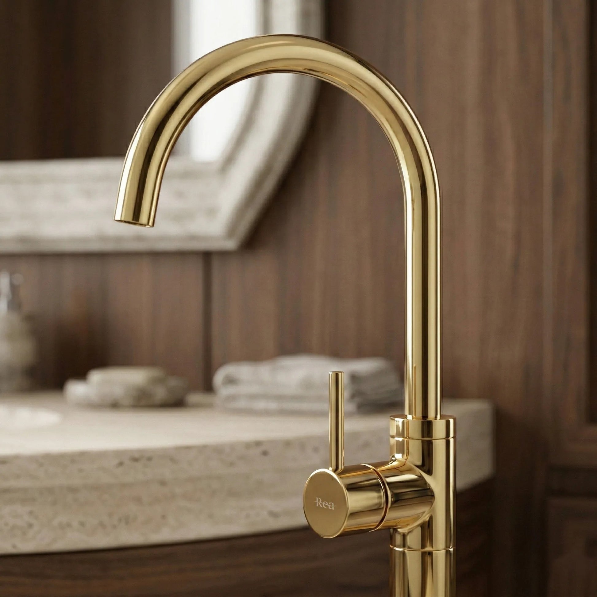 Waschbeckenarmatur freistehend Rea Lungo Gold  6