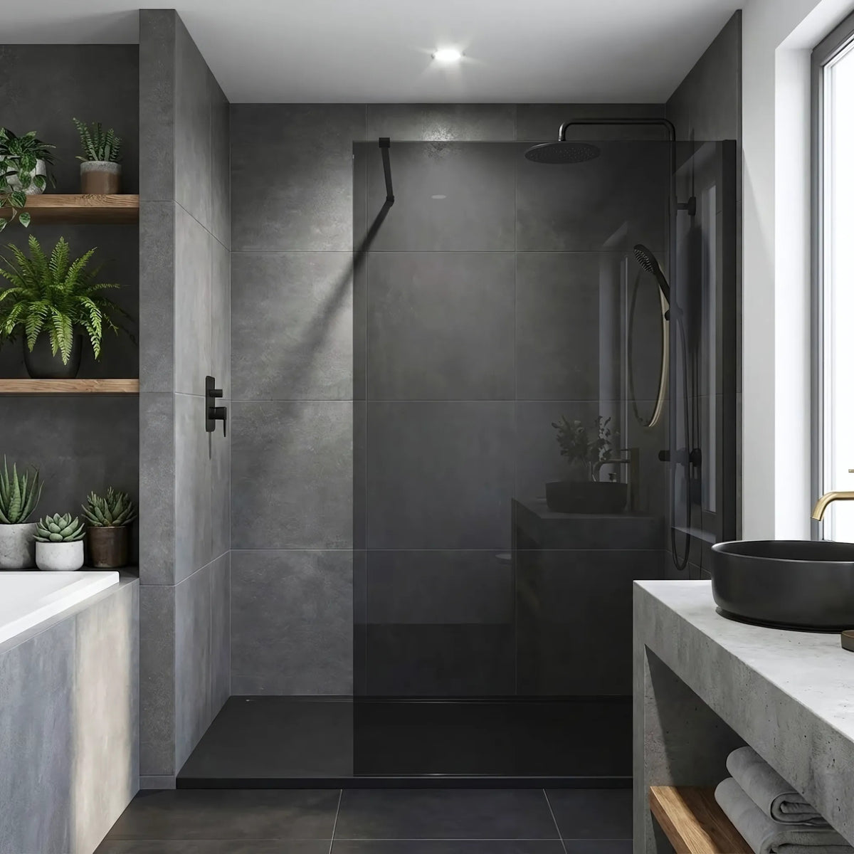 Duschwand Rea Flexi Grey / Black 90 6